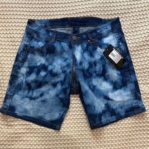 Cellblock 13 Men's Axis Blue Tie-Dye Zipper Shorts